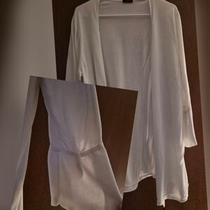 Talbots White Open-Front Blouse